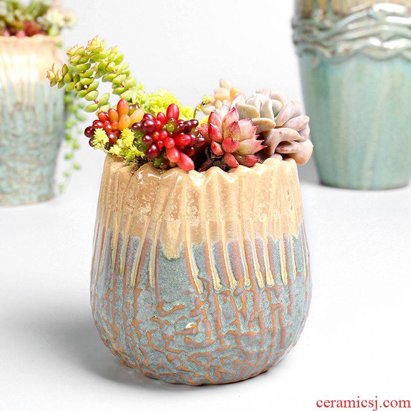 Creative move girl heart northern wind restoring ancient ways is green, cuhk small lovely fleshy flowerpot ceramic wholesale basis