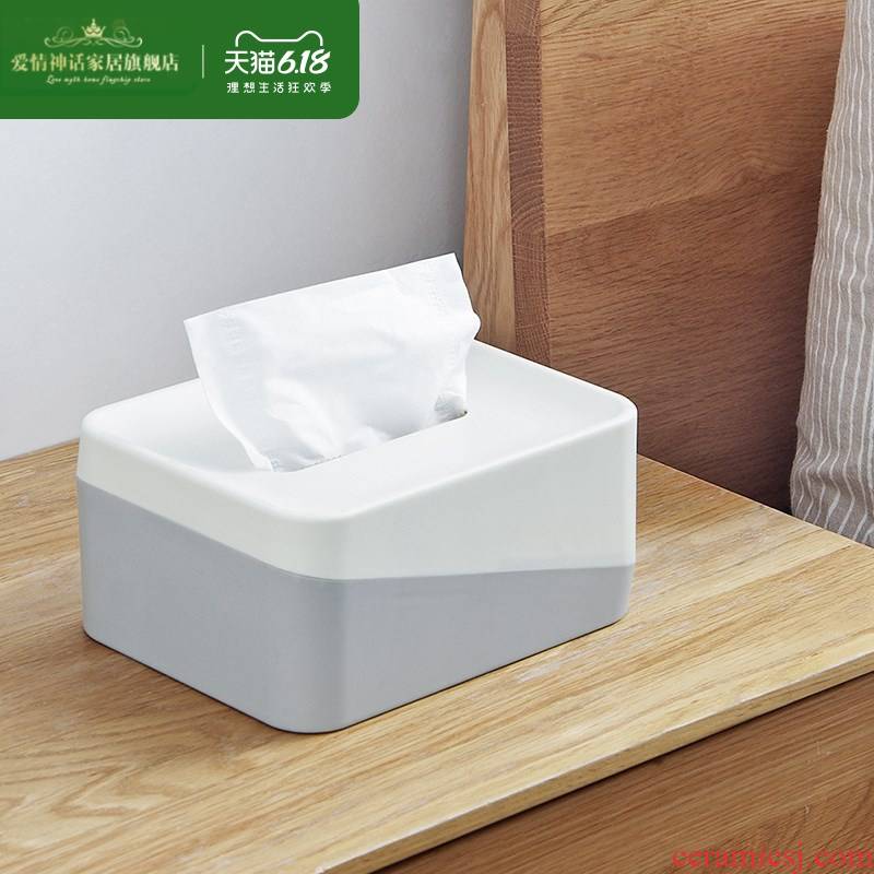 Sitting room plastic tissue box home stitching color face paper napkin box contracted northern wind tea table smoke box