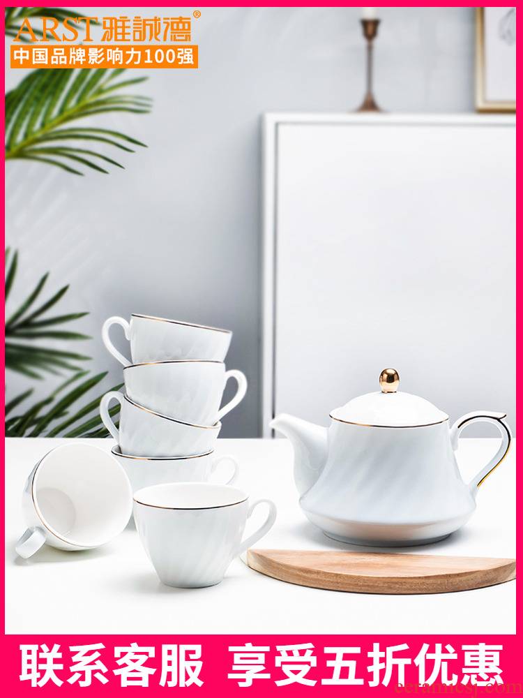 Ya cheng DE tea set, ceramic water with Nordic light key-2 luxury glass teapot home outfit cup contracted sitting room of Europe type
