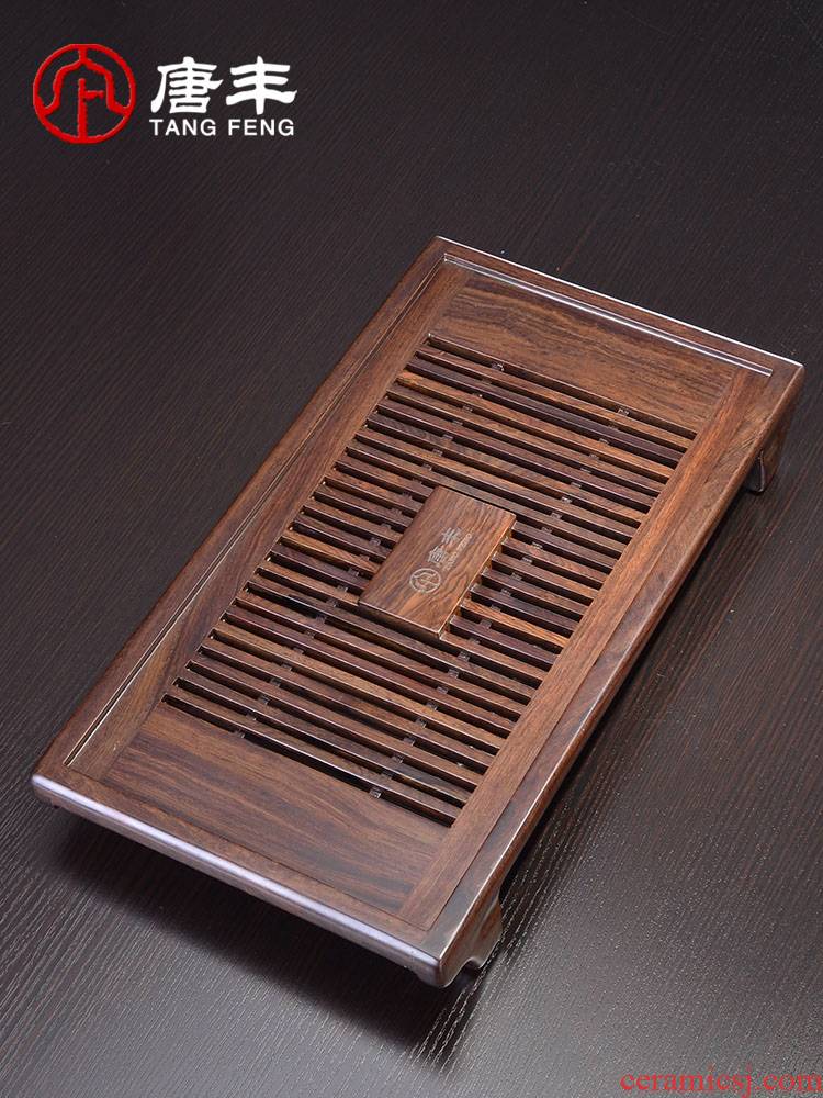 Tang Feng ebony tea tray household contracted rectangular solid wood kunfu tea tray table storage tea sea Z the drawer