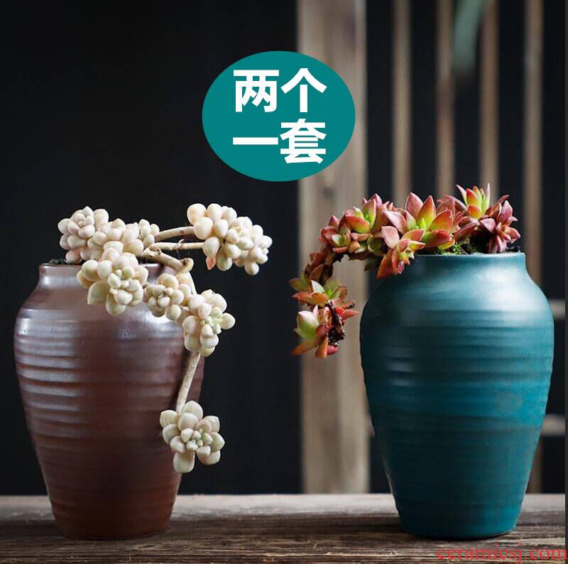 Mage flowerpot specials coarse pottery large diameter ceramic large creative move meaty plant basin of the old running money plant flower pot