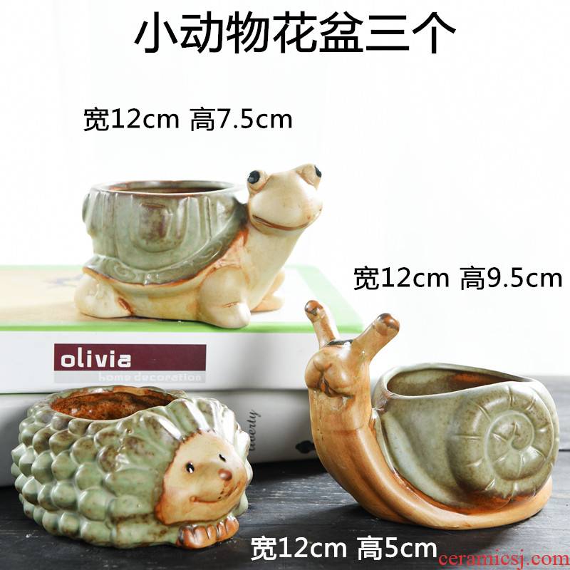 Animal flowerpot creative move coarse pottery breathable meat meat plant special offer a clearance household table of bread mail fleshy flower pot