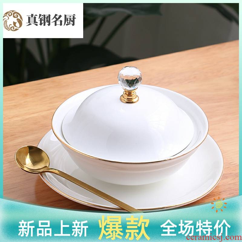 European fuels the bird 's nest milk soup bowl bowl palace high - grade ceramic bowl of soup cup steamed egg bowl and cup western dessert bowls