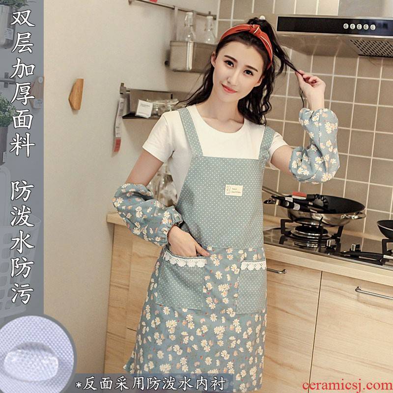 Apron beautiful kitchen waterproof and oil summer style milk tea shop overalls ms summer Apron fashionable household han edition