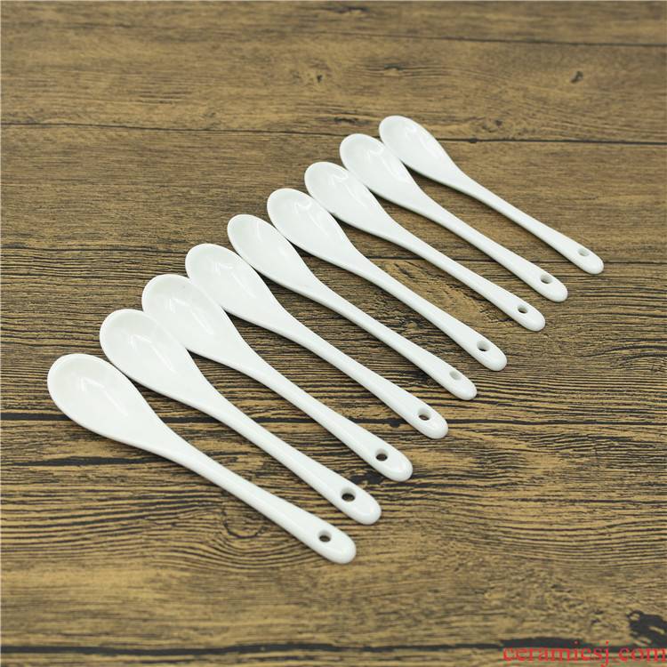 10 pure white ipads porcelain run son coffee spoon, spoon, creative ceramic hotel home dinner spoon, spoon