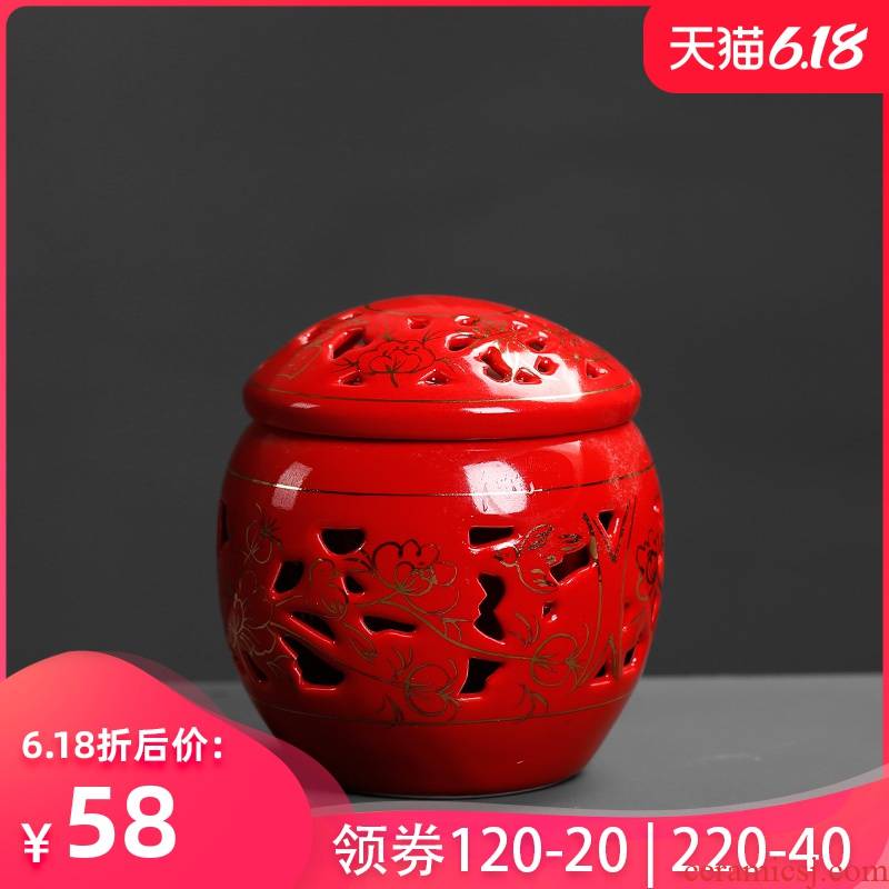 Jade porcelain red tea pot of Chinese small mini contracted double seal by patterns receives portable ceramic household