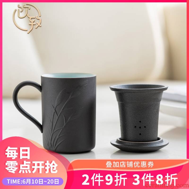 Ultimately responds to filter cup of black tea separator with restoring ancient ways to make tea with cover glass ceramic mesh mark cup