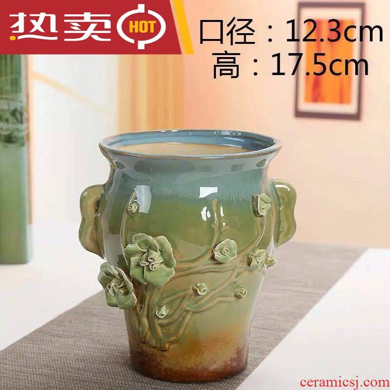 Meaty plant coarse pottery flowerpot ceramic element restoring ancient ways to burn violet arenaceous household creative old running the size contracted specials