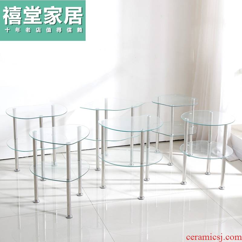 Contracted and I tempered glass table what tea table of sofa side GuiJiao several mini table of bedroom the head of a bed
