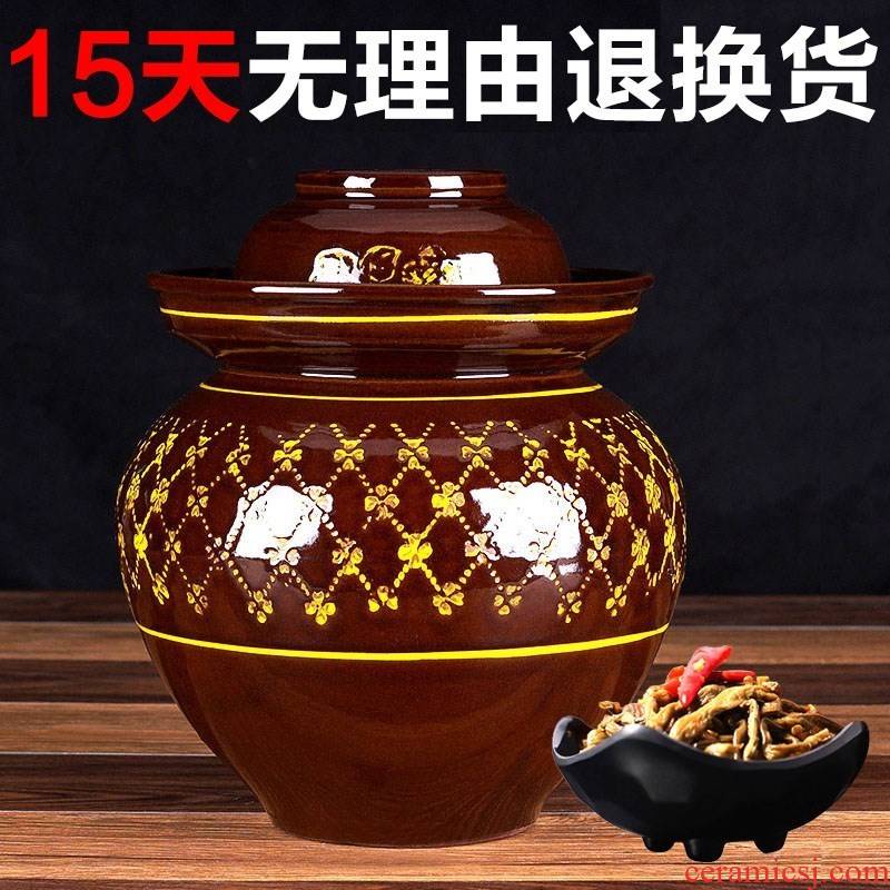 Sichuan pickle jar ceramic small household pickles earthenware cylinder upset sauerkraut seal pot old traditional kitchen