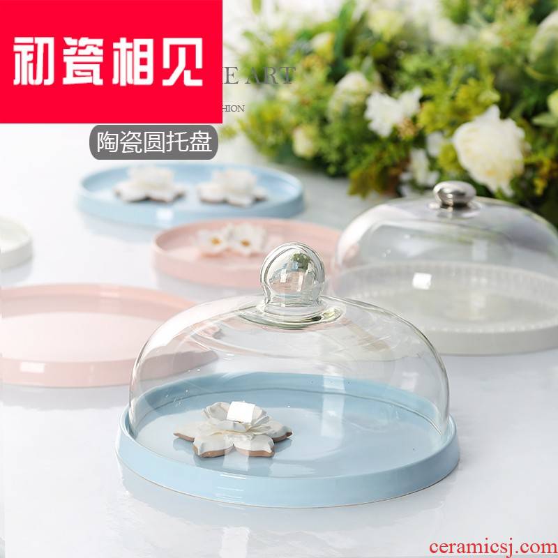 Early porcelain meet try eat dessert dribbling table cover glass cake cover display pallet European refreshments for tao