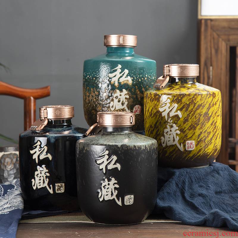 Jingdezhen ceramic jars ancient sealed jar mercifully bottle 5 jins of 10 jins to up mercifully wine jar furnishing articles