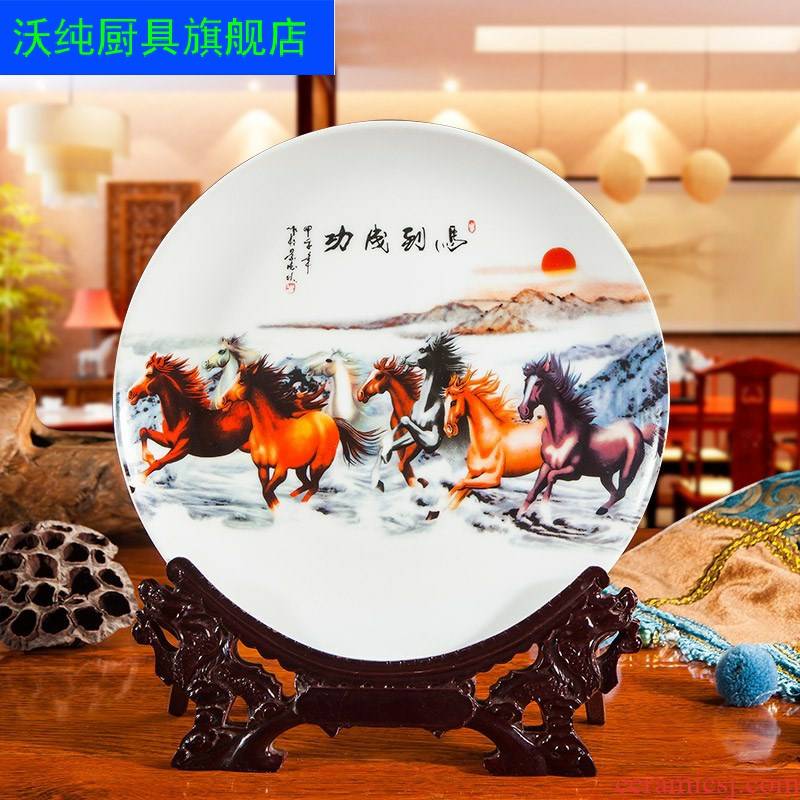 Eight steeds of jingdezhen ceramic hang dish sat dish plate TV setting wall decorative furnishing articles blue and white porcelain home act the role ofing is tasted