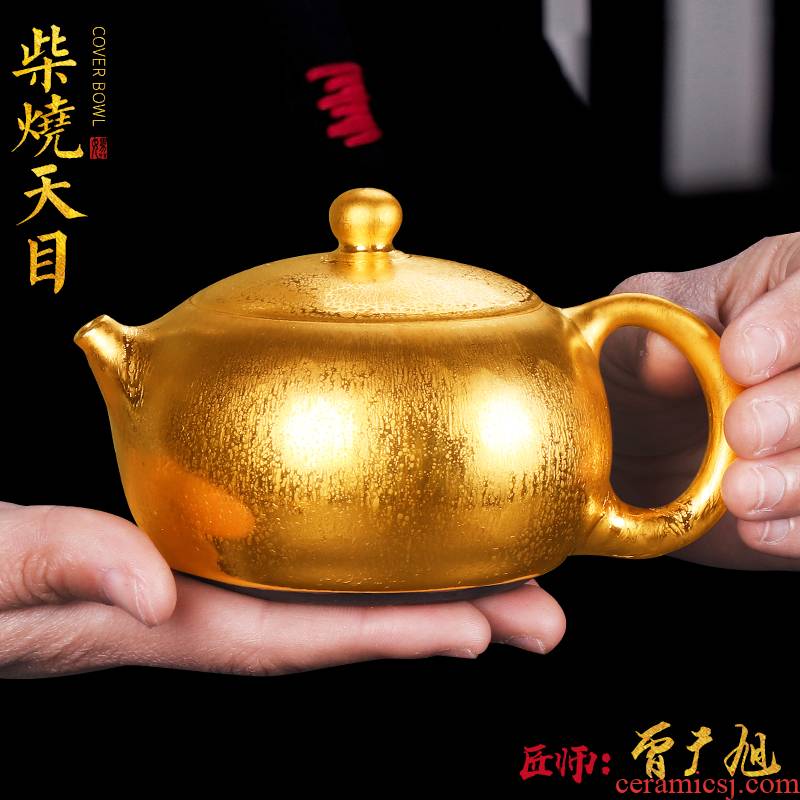 The Master artisan fairy Zeng Guangxu gold wood to build one single pot of ceramic teapot household pure manual teapot restoring ancient ways