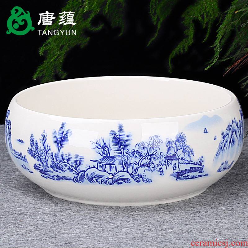 Tea wash to heavy large household writing brush washer ceramic Tea set of blue and white porcelain accessories for wash bowl Tea zero for wash with a water jar