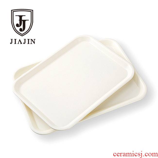 Pallet white rectangle tea tray was fast food for household water cup dish room plate of melamine plate of bread dumplings