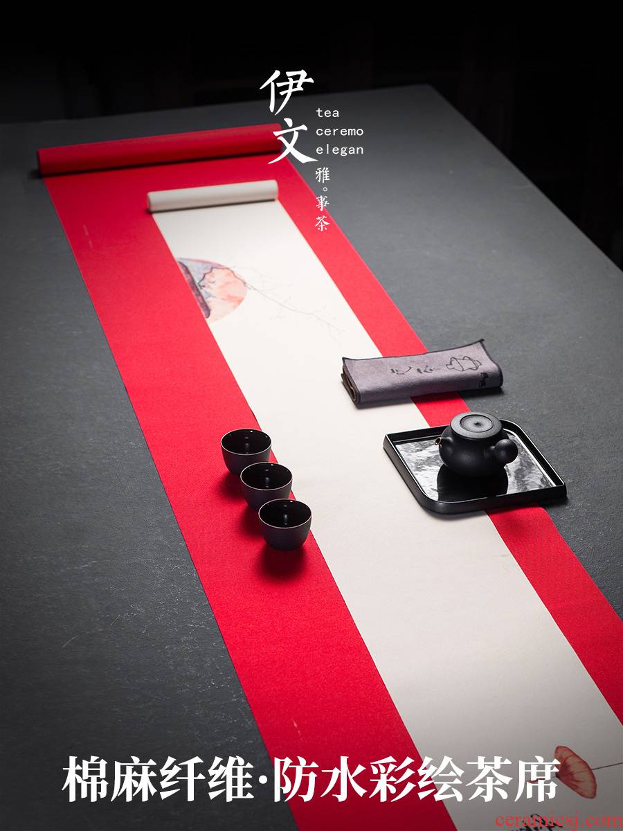 Even waterproof ceramic tea table cloth zen tea table flag high - grade cotton linen cloth art tea tray mat tea accessories