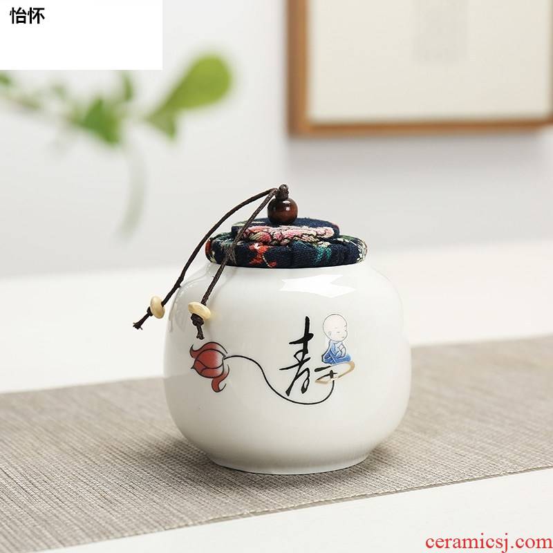 Caddy fixings creative move fashion Caddy fixings ceramic seal pot small portable storage tank receives the tea bag