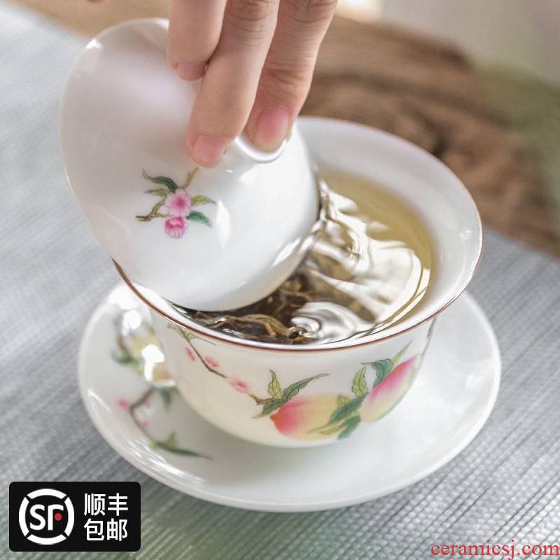 Hand three to escape this hall jingdezhen tureen checking out sweet white porcelain ceramic tea cups hot famille rose tea set