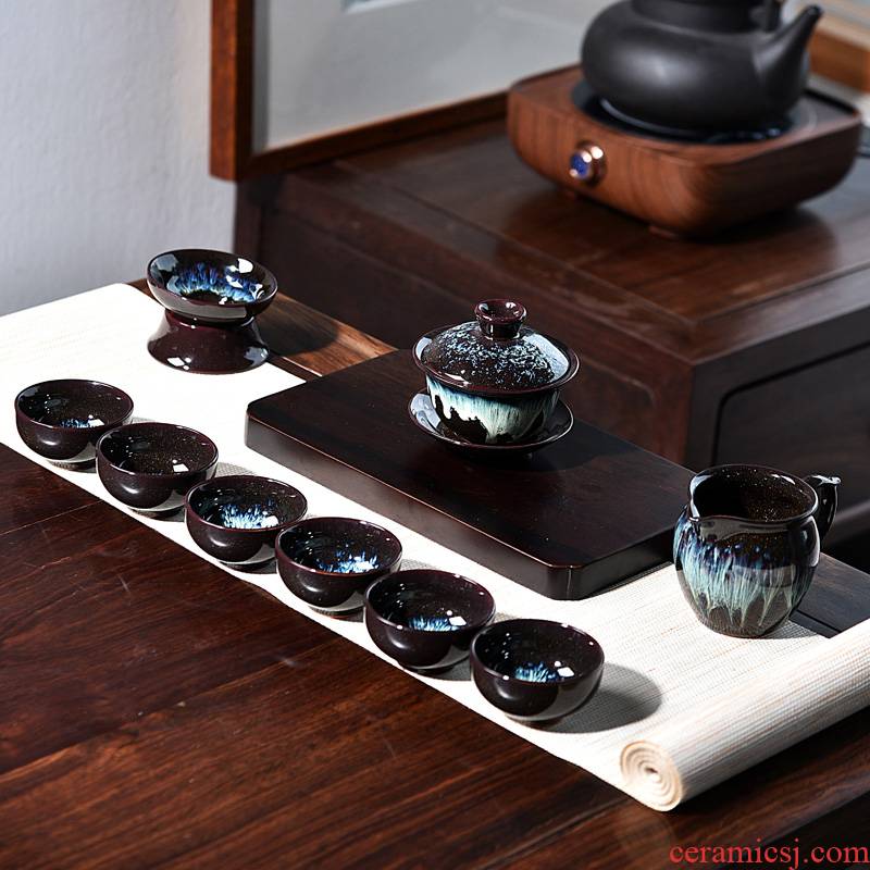 Both up built one variable kung fu tea set ceramic household small set of tea cups contracted sitting room tureen tea art