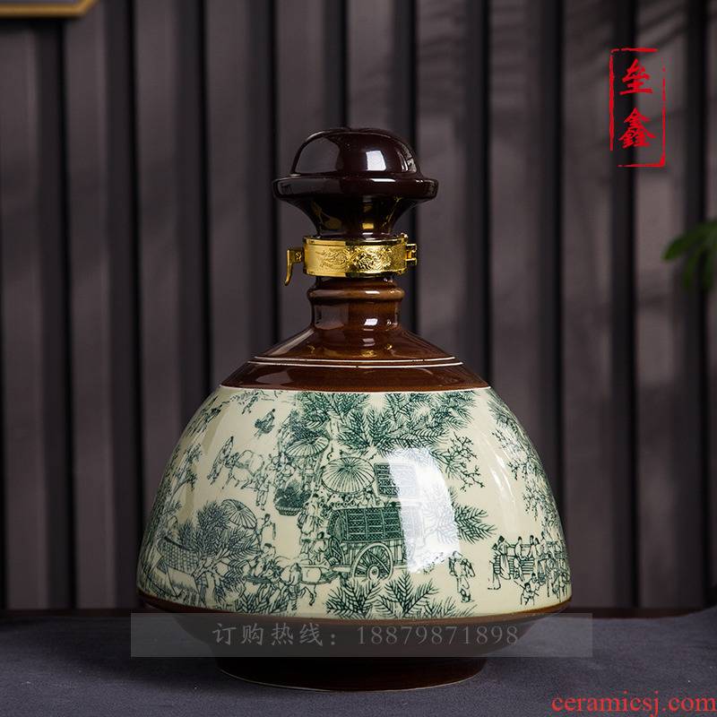 Bottle is empty bottles of jingdezhen ceramic 1/3/5 jin household seal retro hip furnishing articles wine jar