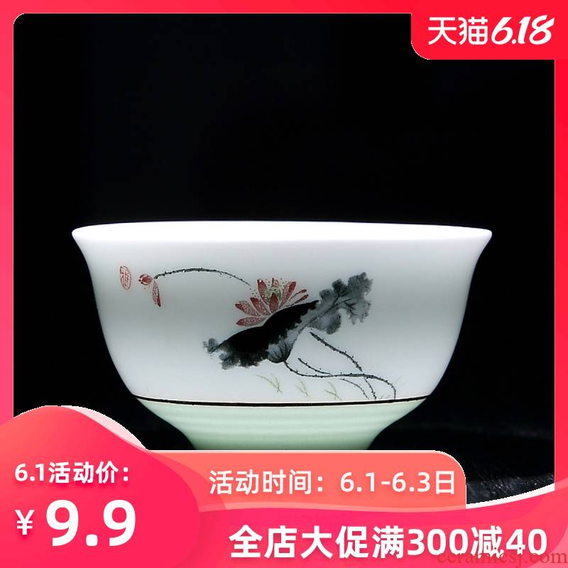 Household utensils small kung fu suit ceramic cups white porcelain sample tea cup 10 only a single cup a cup bowl with porcelain
