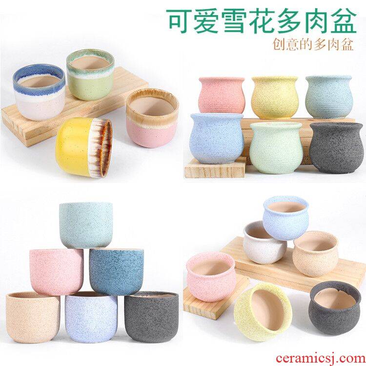 Rounded fleshy flowerpot ceramics through small pockets tao creative move of I and contracted large caliber special offer a clearance