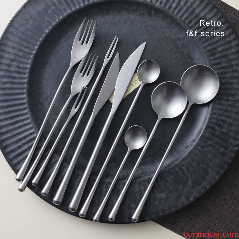 Japanese style restoring ancient ways snow west 304 stainless steel tableware home restaurant steak knife and fork spoon suits for the old west tableware