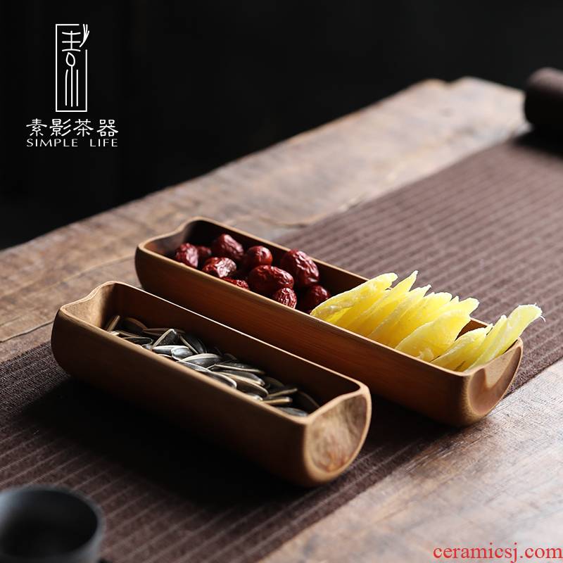 Plain film creative bamboo dried fruit snack plate of bamboo tea snacks receive a box of tea dessert plate