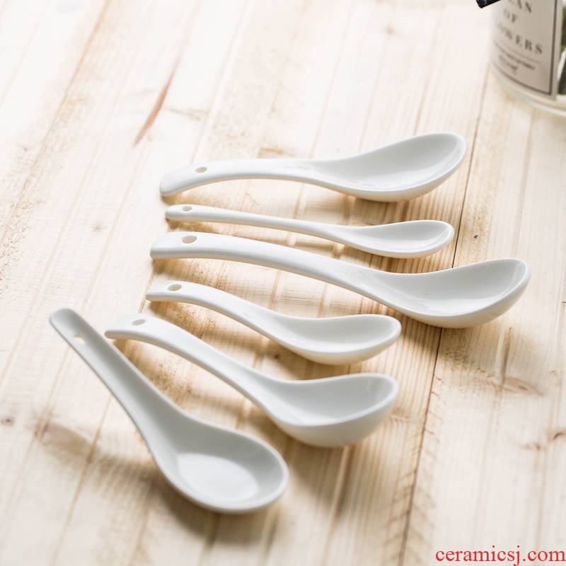 Hotel restaurant ceramic spoon 50 pens long - handled spoons thickening ltd. spoon ladle coffee spoon stir
