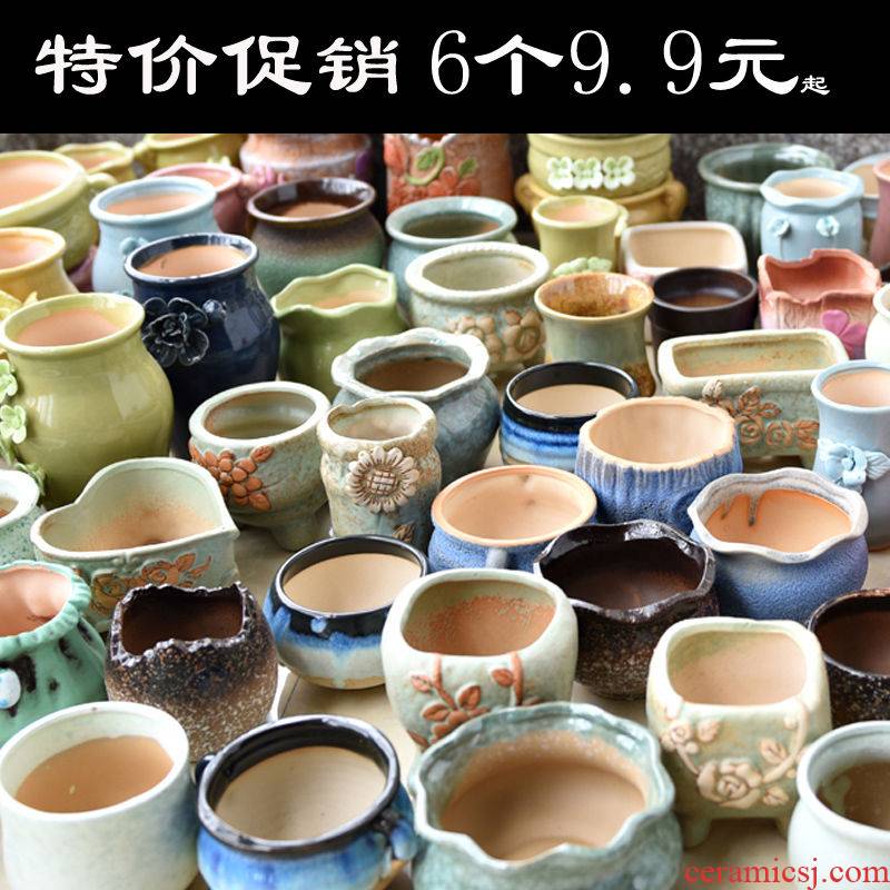 Restoring ancient ways more coarse pottery flowerpot ceramic more meat the plants biscuit firing violet arenaceous creative household size contracted special offer a clearance