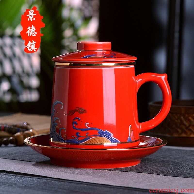 Jingdezhen ceramic cups with cover bladder tea cup tea cup filter glass gifts home office