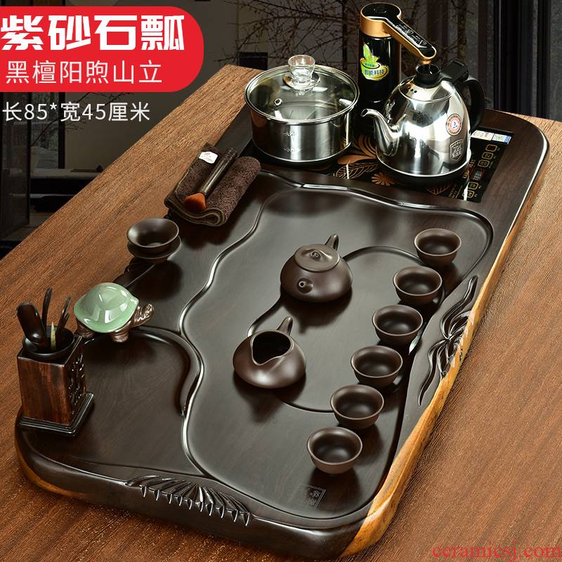 The beginning day, The tea set home a whole plate automatic snap ebony wood tea tray was violet arenaceous kung fu tea set