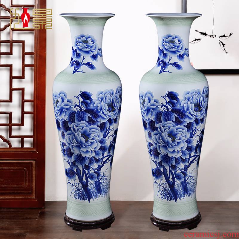 Hand the blue and white porcelain of jingdezhen ceramics 1 meter of large vases, large sitting room hotel a housewarming furnishing articles
