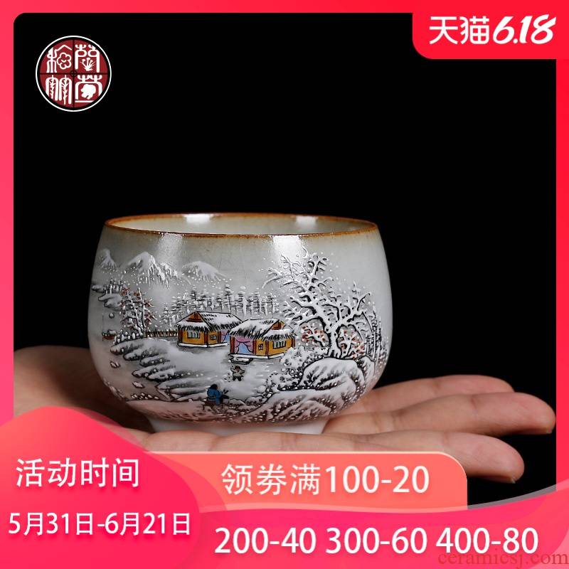 Ocean 's by patterns of hand - made cup cup pure manual ru up market metrix who can dojo.provide is a single cup of large - sized kunfu tea cup in use