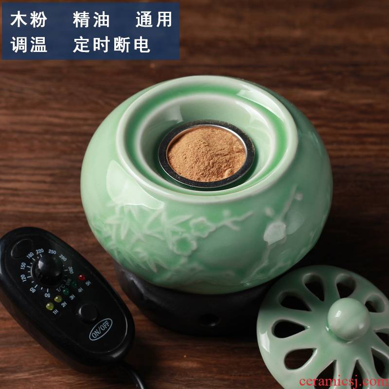 Timing electronic smoked incense buner temperature ceramic extract oil lamp sawdust powder cover indoor household aloes plug-in small ta