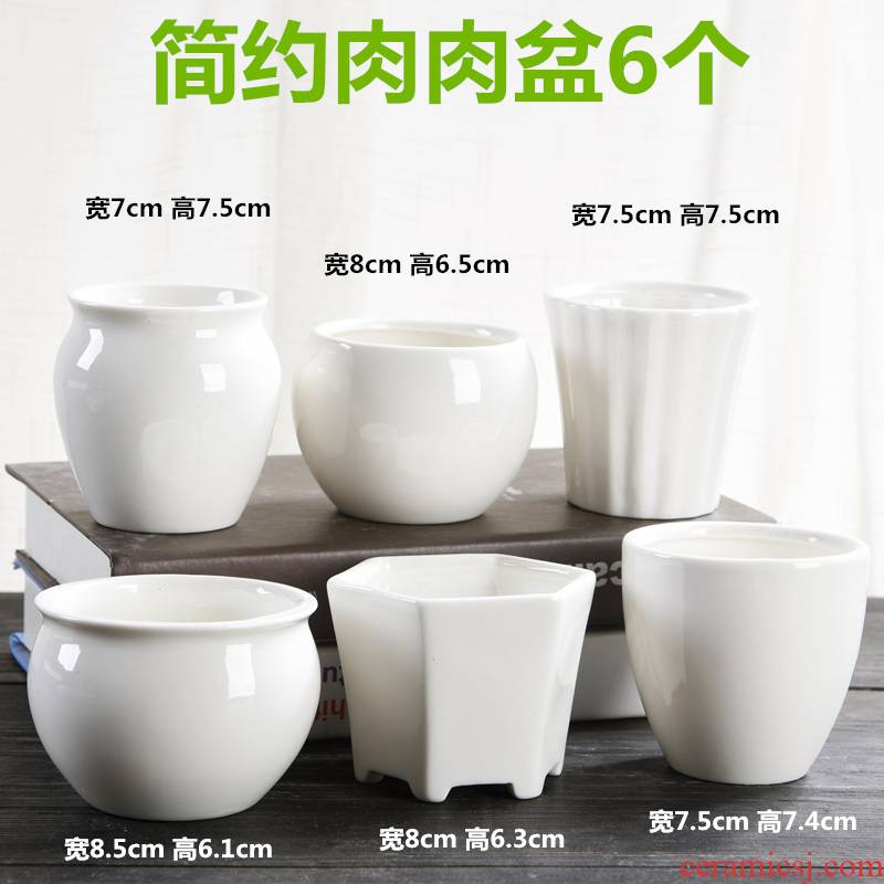 Six a flowerpot ceramic contracted white meat meat plant combination suit of special offer a clearance fleshy small flower pot