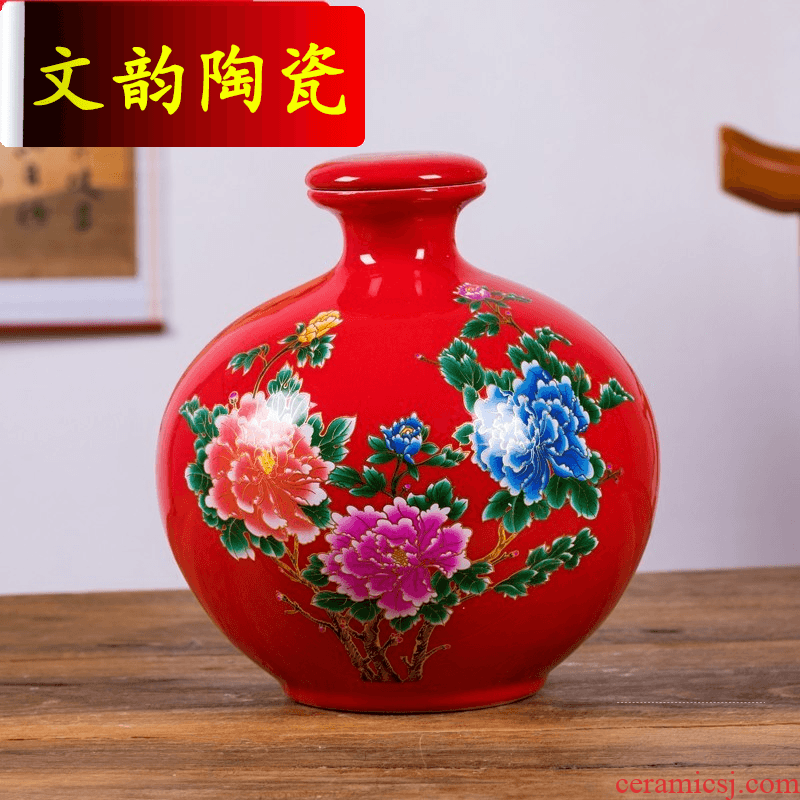 Article 5 jins of himself to sound with red, yellow, blue, hip ceramic bottle wine sealed jar empty home five pounds