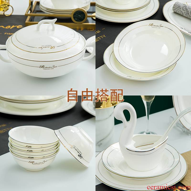 Jingdezhen porcelain tableware ipads plate of household rice bowls western food steak dish dish dish suits for rainbow such as bowl chopsticks mercifully