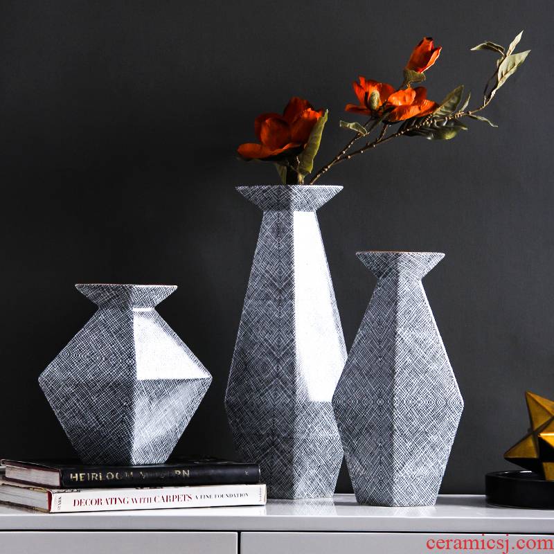I geometry creative contracted ceramic vase furnishing articles sitting room arranging flowers, dried flowers, table household soft adornment
