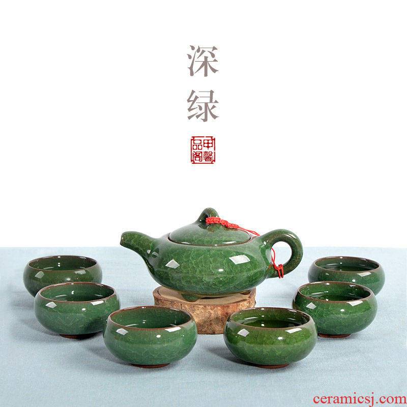 JiaXin colorful ice crack glaze tea, green tea cups and a complete set of ceramic teapot kung fu tea set