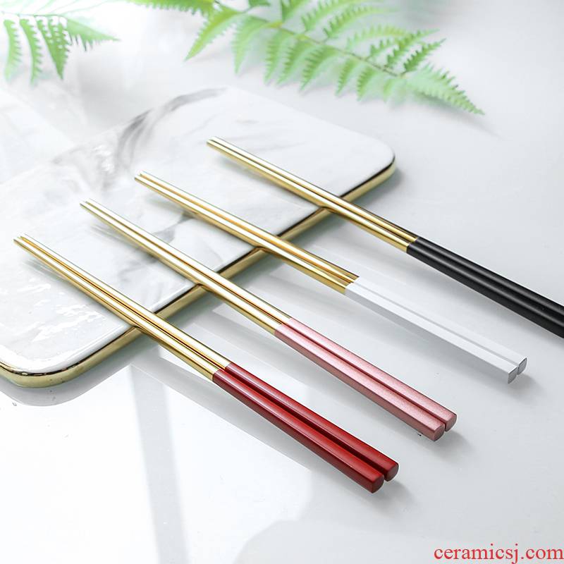Two pairs of a loading chopsticks home ins of stainless steel tableware couples to the as the Philippines dining table antiskid - a pair of chopsticks one of northern Europe