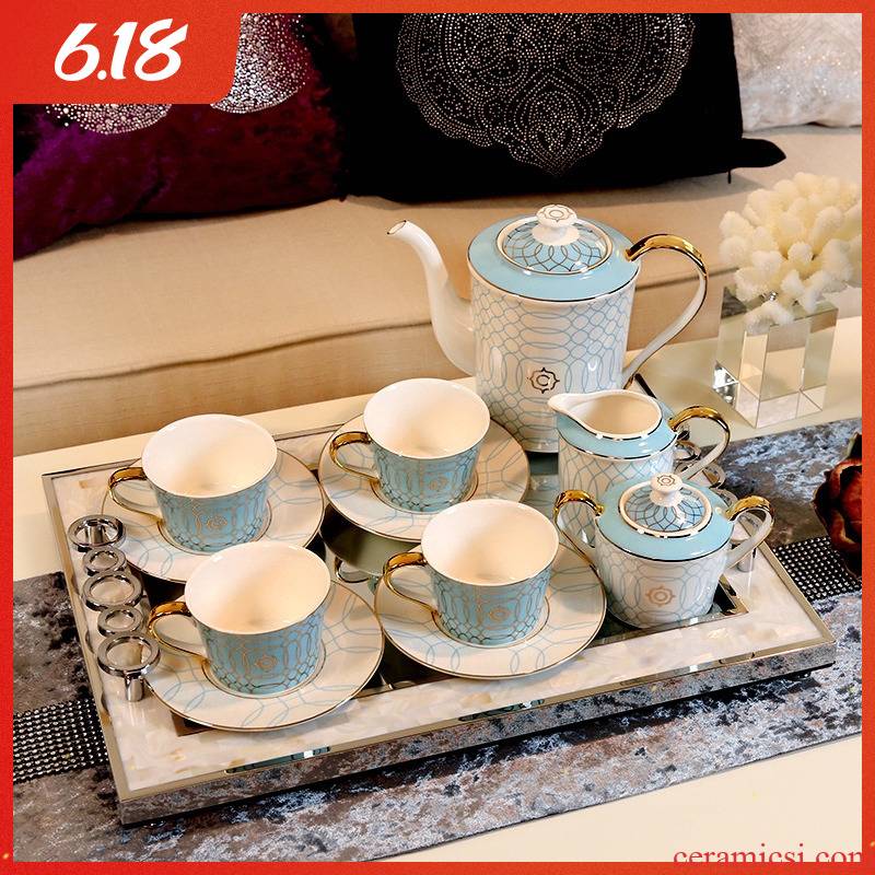 Small European - style key-2 luxury coffee cup suit English afternoon tea cup coffee cups and saucers household tray was coffee equipment