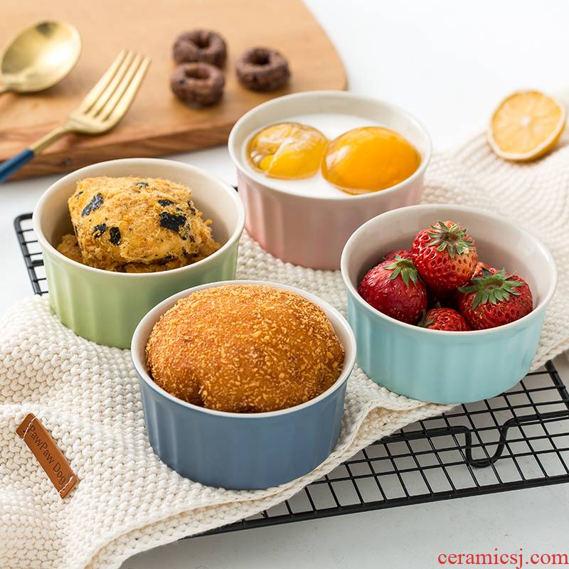 Ceramic creative double peel milk dessert bowl shu she lovely steamed pudding cup cake to use oven mold baking dish