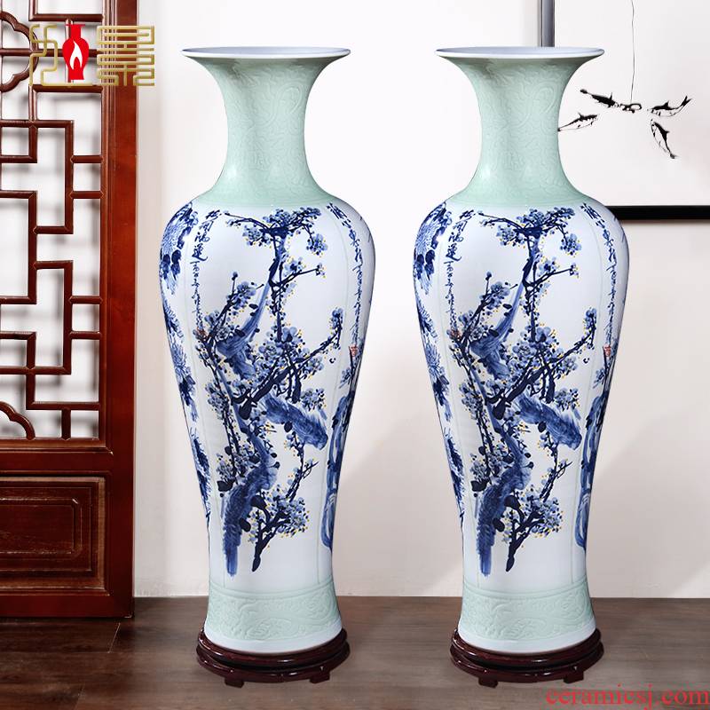 By patterns jingdezhen ceramic floor big vase home sitting room hotel lobby decoration flower arranging, furnishing articles