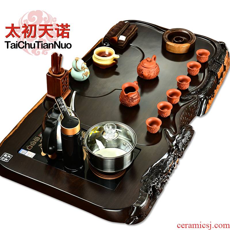 The beginning day, ebony wood tea tray was four one tea stove of a complete set of automatic violet arenaceous kung fu tea tea tea set