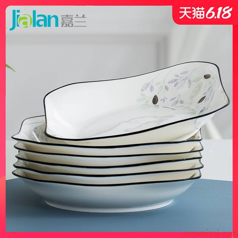 Garland of household ceramic bowl dish combination tableware suit more creative contracted small pure and fresh and deep dish dish dish plate