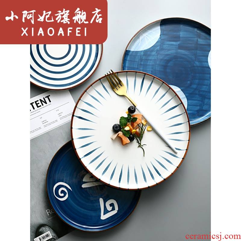 Zi capitalists northern wind hand - made ceramic dinner plate household food dish Japanese - style tableware creative breakfast tray steak dishes