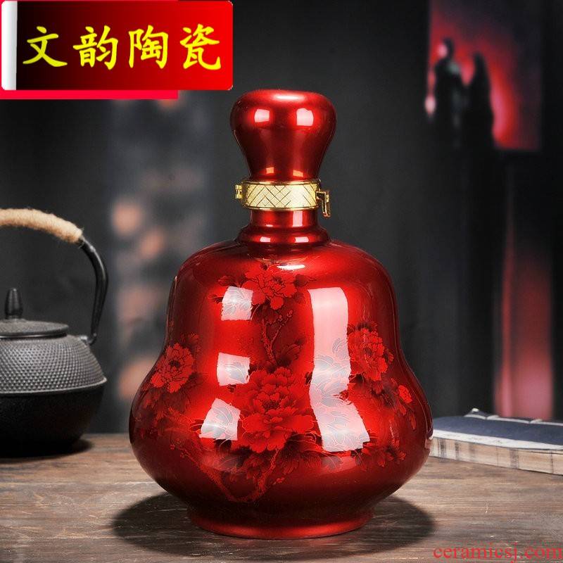 Wen rhyme jingdezhen bulk loading ceramic bottle 5 jins of 5 jins of sealed ball mercifully wine bottle is empty