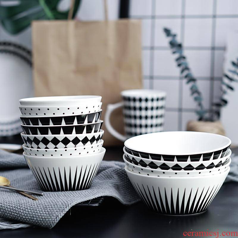 Nordic ipads bowls, black diamond geometric creative salad bowl dessert bowl of rice bowls 6 inch rainbow such as bowl bowl suit